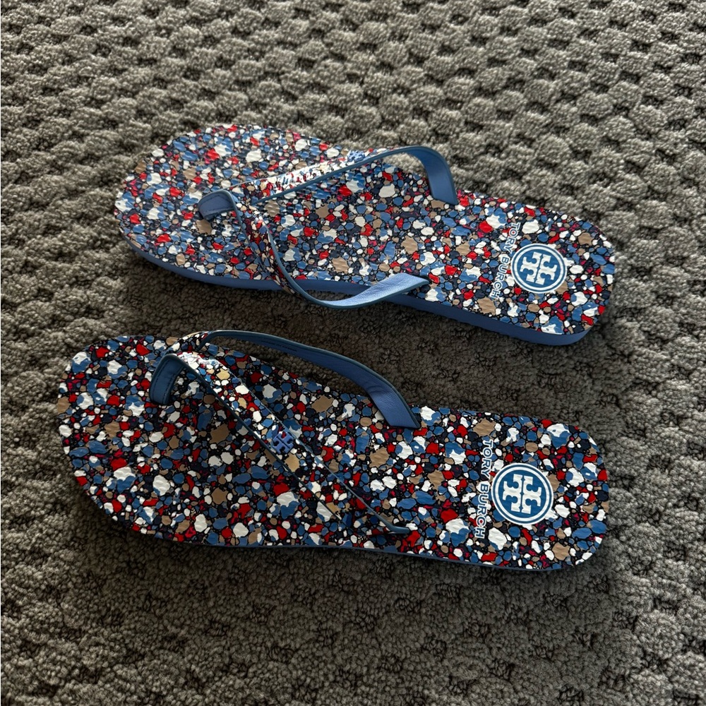 Tory Burch Colorful Patterned Flip Flops - Picture 2 of 3